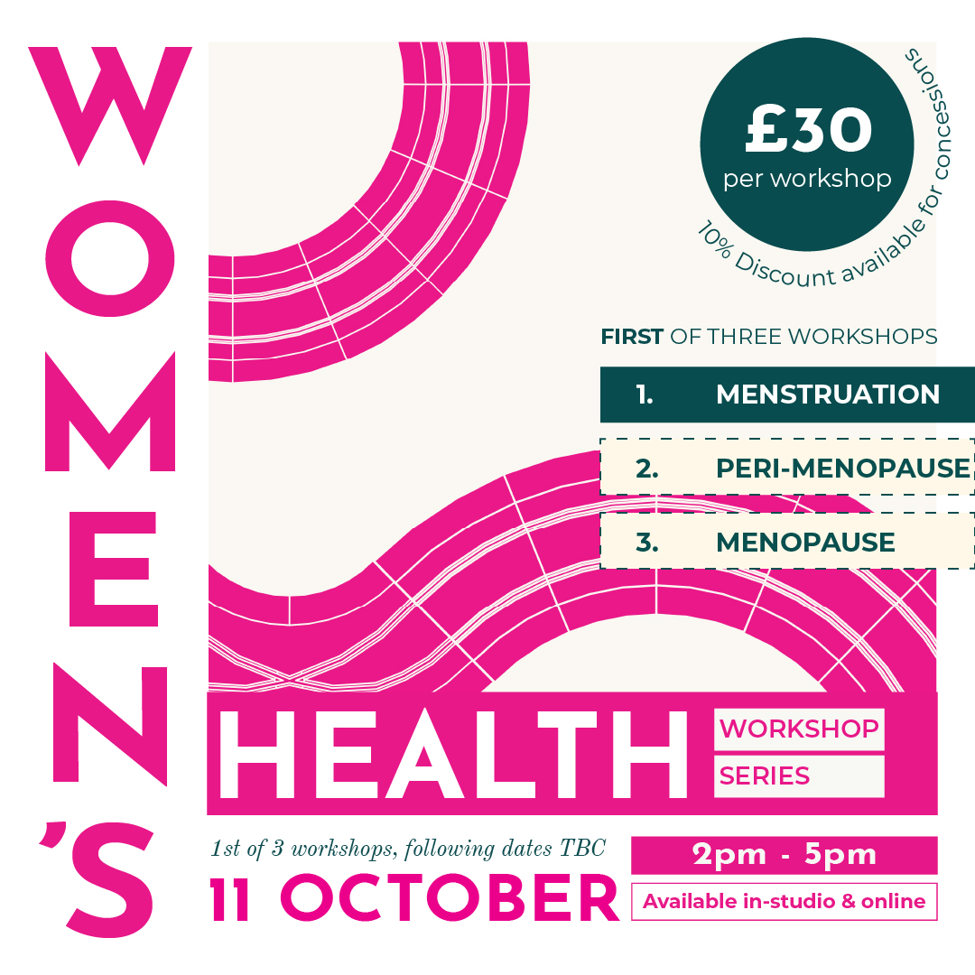 women's health workshop graphic with hereford yoga centre